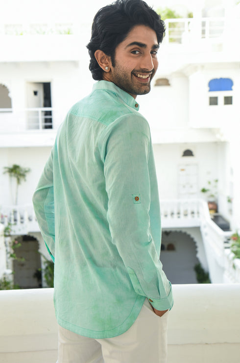 Turquoise Tie-Dye Kurta